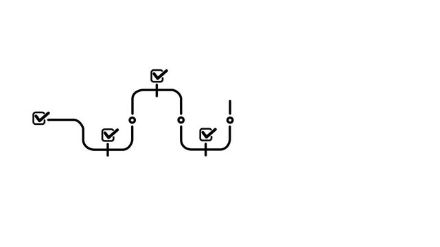 Digital Recruitment and Approval Workflow. Glowing user icon at the end of a digital flow with checkmarks, symbolizing assessment, approval, selection and modern recruitment processes.4k motion