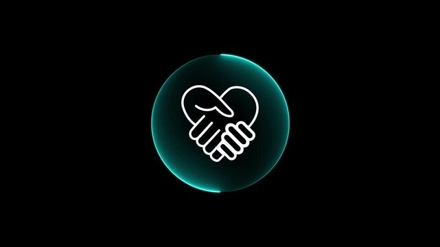 Empathy in leadership concept. Neon symbolizing empathy and partnership among blocks representing individuals, emotional intelligence and trust in workplace leadership and team collaboration.4k
