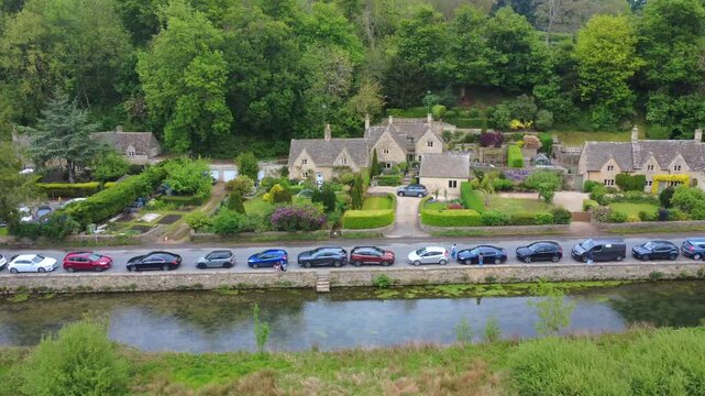 Bibury Stream and Cottages Cotswolds England 4K