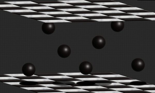Black and white checkered background with 3d bubble ps