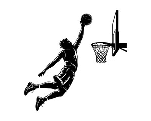 Basketball Slam Dunk Player Silhouette Vector © mdshamimhossaingd
