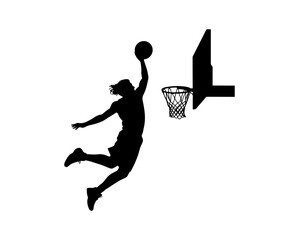 Basketball Slam Dunk Player Silhouette Vector © mdshamimhossaingd