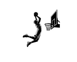 Basketball Slam Dunk Player Silhouette Vector © mdshamimhossaingd