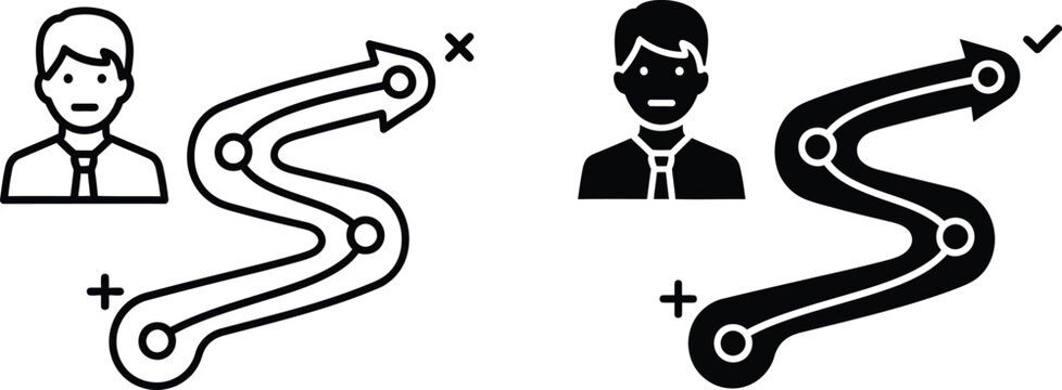Businessman holding broken and fixed chain vector icon Vector