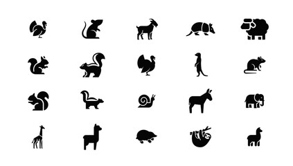 Obraz premium Minimalist Animal Icon Set