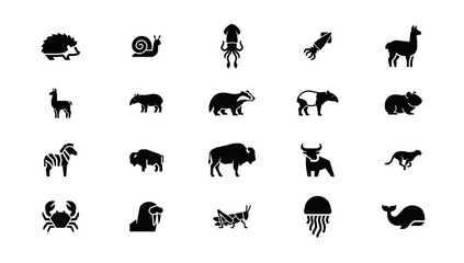 Obraz premium Minimalist Animal Icon Set Vector