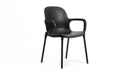 Fototapeta premium Black plastic stackable chair isolated on white background