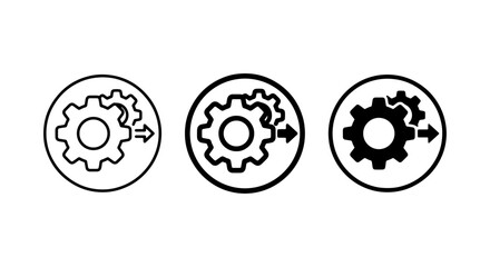 Obraz premium Gear Icons Set, Mechanical Process, Cogwheel System, Engineering Workflow, Technical Solution