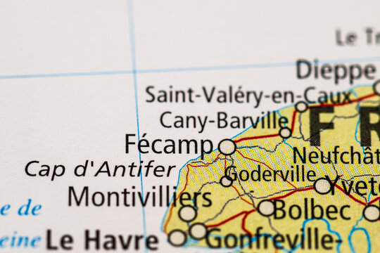 Detailed map view of Fecamp and Cap dAntifer coastline.