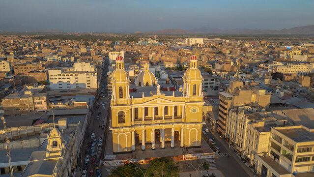  Aerial  View of Historic Cathedral St. Mary&rsquo;s in Chiclayo, Lambayeque Region, Peru
