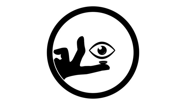 Contact lens symbol, black isolated vector silhouette