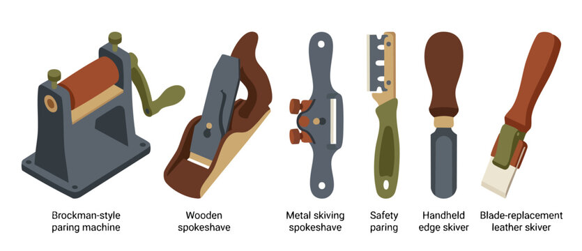 Leather Crafting Tools Set for Paring and Skiving, Professional Manual Equipment for Leatherworking, Including Paring Machine, Spokeshaves, and Edge Skivers for Precision Leather Craft Projects