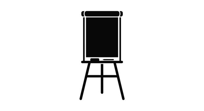 Black and white icon of a flip chart on an easel