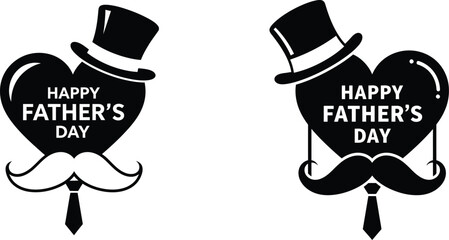 Happy Fathers Day Celebration with Heart Shaped Silhouette and Mustache © RaselAhmed