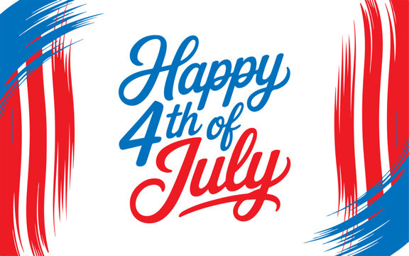 Patriotic 4th of July, Happy Independence Day, American Celebration, Red White Blue Vector Illustration