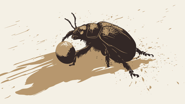 Artistic illustration of a beetle with a seed on a light background