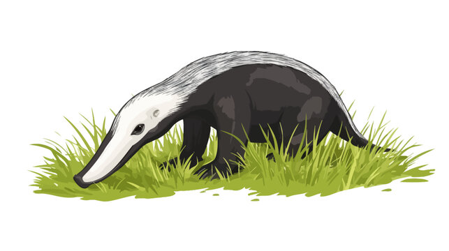 Illustration of a giant anteater with elongated snout and bushy tail