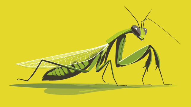 Close-up of a detailed digital illustration of a praying mantis