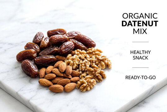 Healthy energy mix of Deglet Nour dates and raw nuts