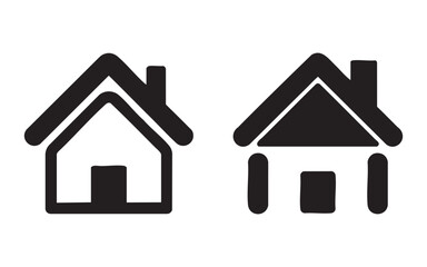 Fototapeta premium Two black house icons on transparent background for web design vector illustration.
