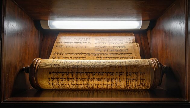 Unrolled Hebrew Text Replica Scroll of Ancient Significance