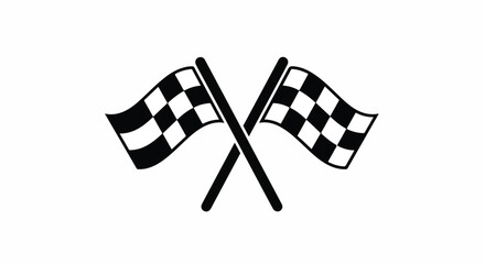 Obraz premium Two crossed checkered flags symbolizing the finish line, victory, and racing events