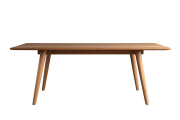 Fototapeta premium Wooden dining table with a minimalist design, clean lines, and light wood finish, isolated on transparent background