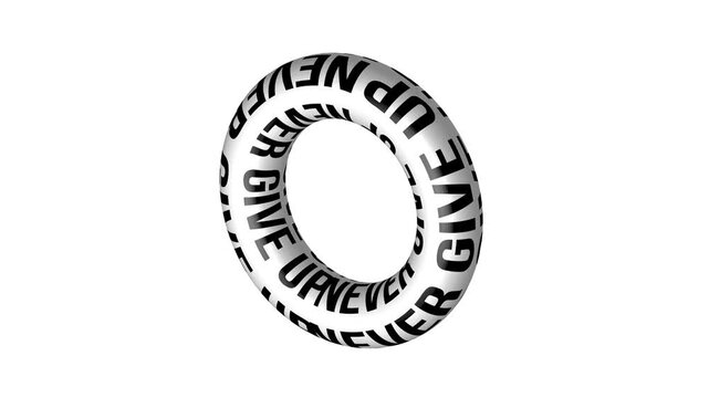 3D Never Give Up Motivational Typography Loop Animation on White Background