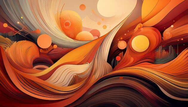 this abstraction melds warm colors and shapes harmoniously