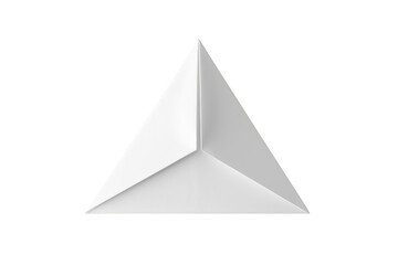 Fototapeta premium White 3d paper triangle geometric shape with clean edges, abstract folded origami design empty template