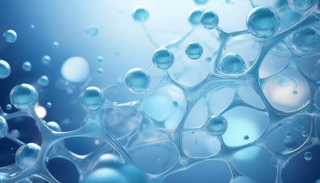 hyaluronic acid molecules background collagen molecular structure bubbles moisturiser liquid essence serum or toner beauty and cosmetics background skin care amino acid chemical formula