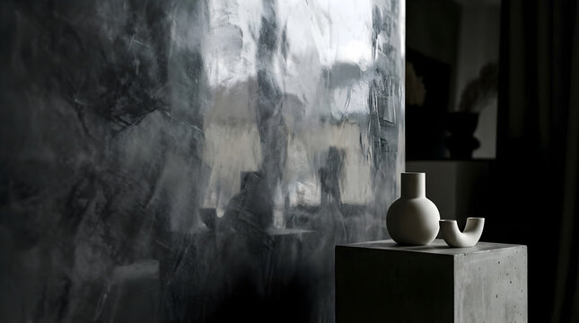 Dark Graphite Polished Venetian Plaster Texture Moody Industrial
