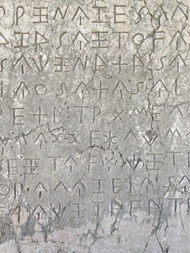 Ancient Lycian inscription on stone in Xanthos, Turkey