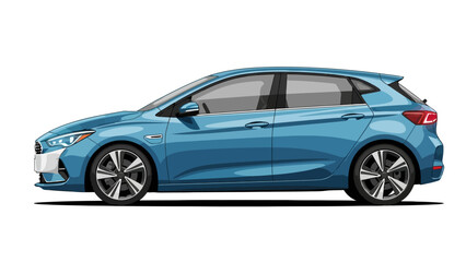 Obraz premium Blue Hyundai i20 Hatchback Car Side View.