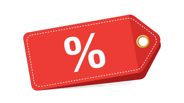 Red Sale Tag with Percentage Symbol.