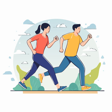 Couple Running Outdoors