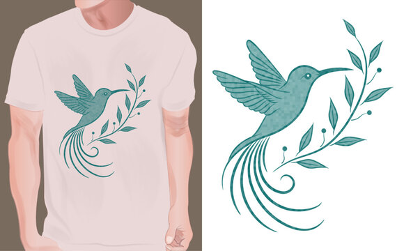 peace bird t shirt print design. print on demand vector illustration nice effect green color of peace bird leaves t shirt print design for light color background.	