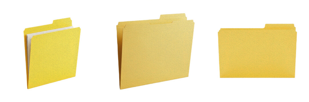 3D Render of Classic Yellow Paper Office Manila Folder Isolated on White Background for Business Document Storage and Organization Graphic Asset