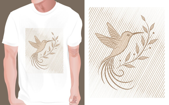 peace bird t shirt print design. print on demand vector illustration nice effect golden color of peace bird leaves t shirt print design for light color background.	