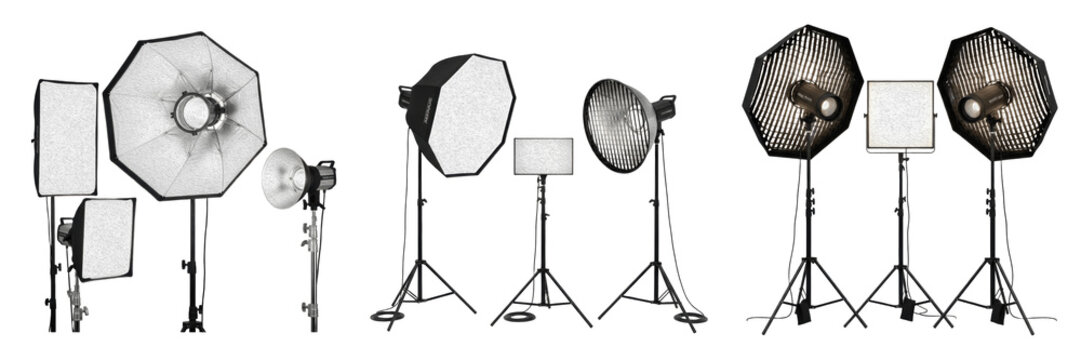 Professional Photography Studio Lighting Kit, Softbox and Octabox Lighting Set, Isolated PNG Transparent Backgrounds for Photography, Videography, and Content Creation