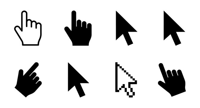 Cursor Icons Set: Pointer, Hand, Arrow, Pixelated Cursors