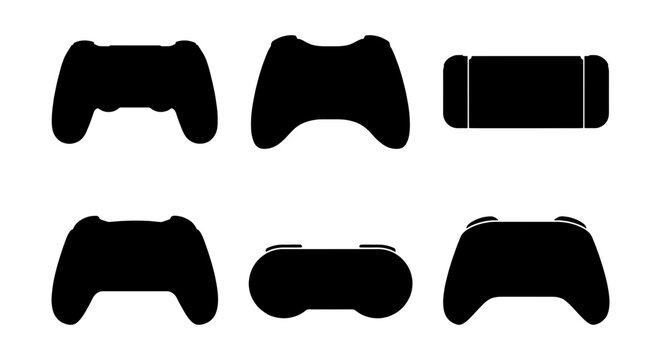 Video Game Controller Silhouettes, Gaming Input Devices, Modern Console Joysticks