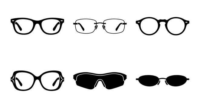 Eyewear Collection: Glasses, Spectacles, Sunglasses Vector Icons