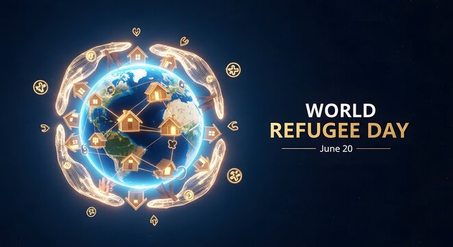 World refugee day concept global support for displaced people