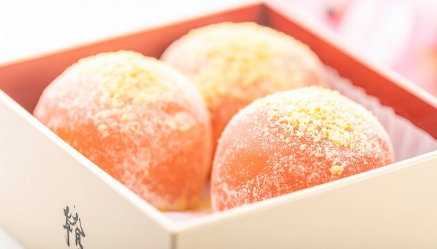 Sweet Chewy Mochi Dusted with Fine Cornstarch in a Box