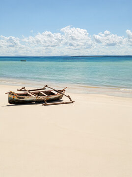 Traditional wooden fishing boat on Wimbe Beach, Pemba, Mozambique