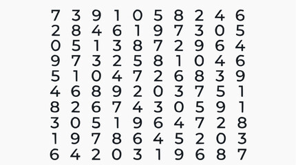 Obraz premium Grid of random numbers in a clean minimalist design