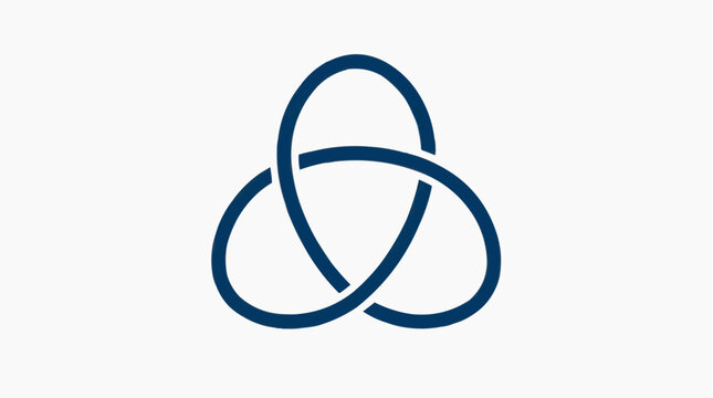Abstract blue trefoil knot symbol on white background