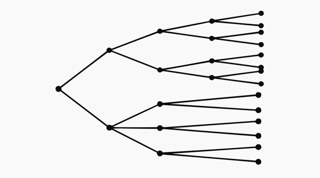 Decision tree diagram with nodes and branches illustrating choices and outcomes