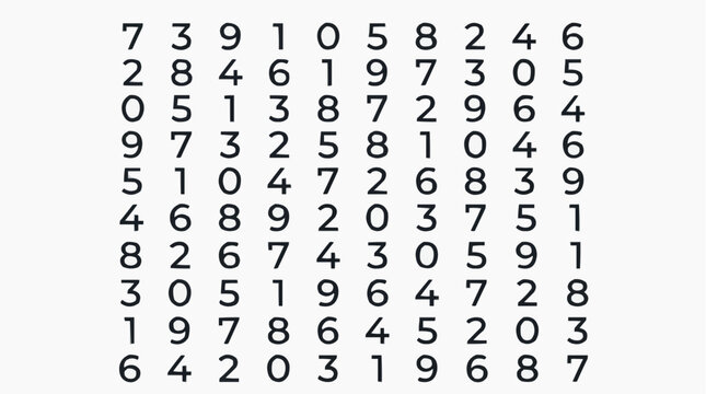 Grid of random numbers in a clean minimalist design